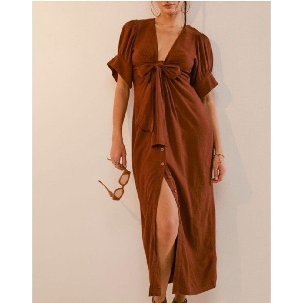 Free People Vintage Summer Maxi Dress In Brown Swirl Color Sz S Boho Long Casual